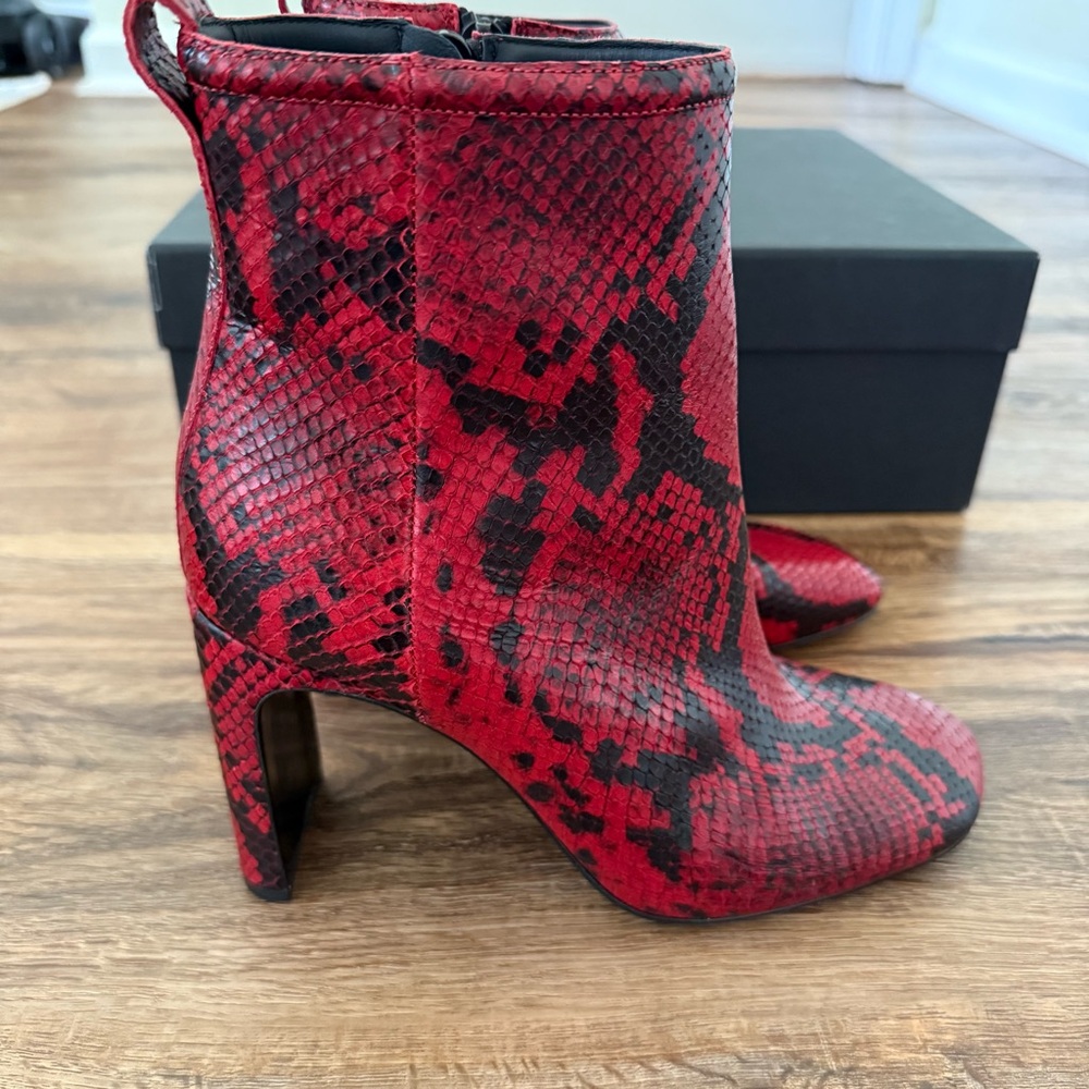 RAG & BONE Ellis Ankle Boot in Red Snakeskin Embossed Leather Size 7 NWT - Picture 5 of 14